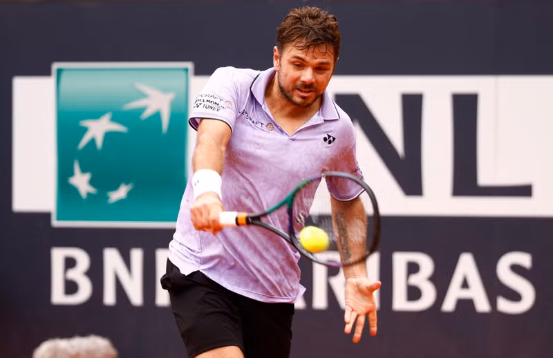 Switzerland's Stanislas Wawrinka in action during his round of 128 match against Belarus' Ilya Ivashka - Italian Open - Foro Italico, Rome, Italy - May 10, 2023. (Photo: Reuters)
