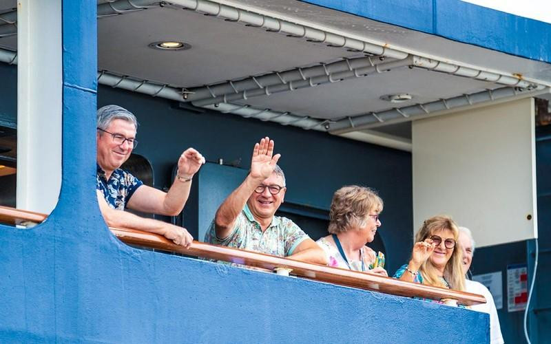 International tourists visit Ho Chi Minh City on the luxury cruise ship Le Laperouse of Ponant (France) on the morning of October 2.