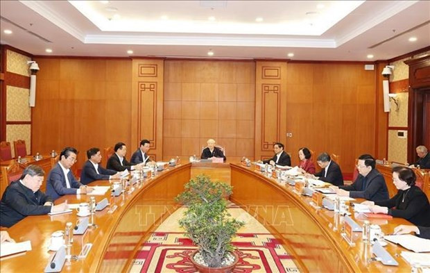 Party General Secretary Nguyen Phu Trong speaks at the first meeting of the sub-committee for personnel affairs of the 14th National Party Congress. (Photo: VNA)