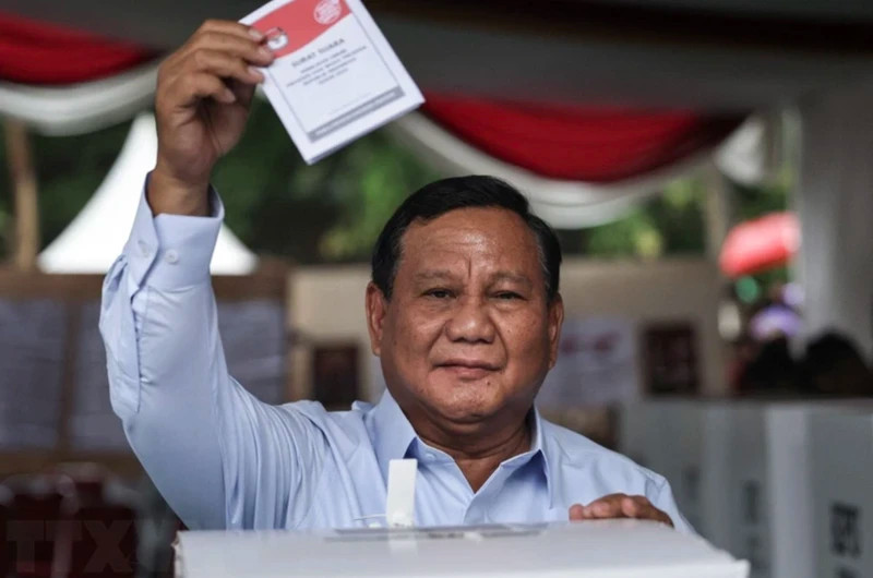 Prabowo Subianto at the polling station in Bogor, February 14, 2024. (Photo: AFP/VNA)