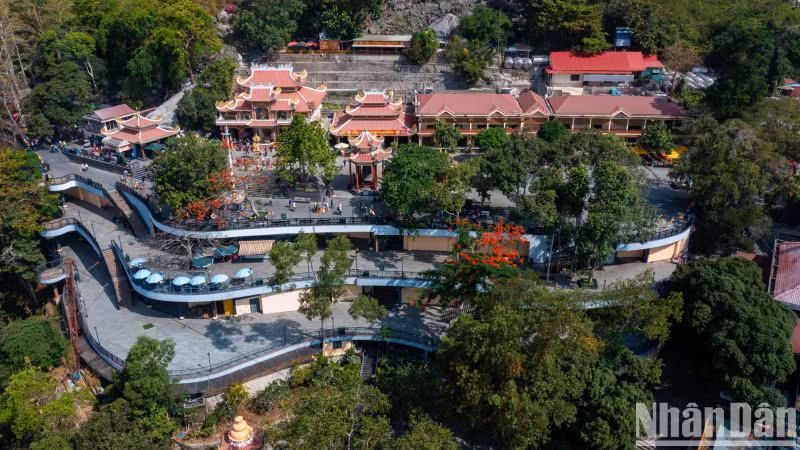 Panorama of the sacred pagoda and shrine complex on Ba Den mountain. Panorama of the sacred pagoda and shrine complex on Ba Den mountain.