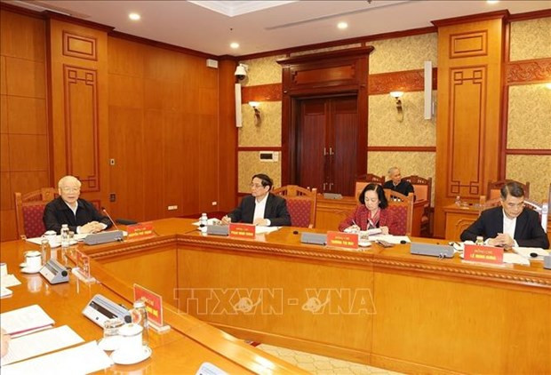 Party General Secretary Nguyen Phu Trong addresses the first meeting of the sub-committee on personnel affairs for the 14th National Party Congress on March 13, 2024 (Photo: VNA)