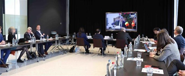 Participants at the hybrid conference in Brussels (Photo: VNA)