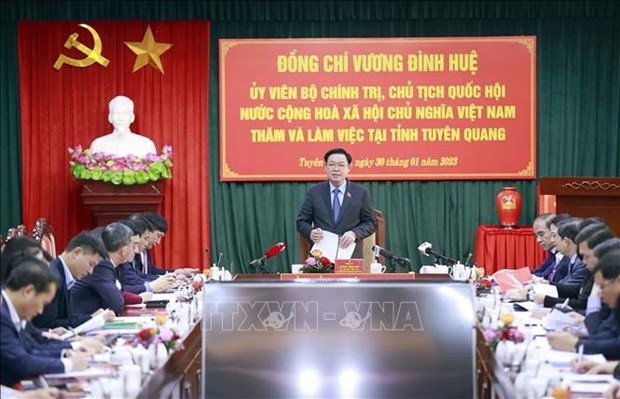 NA Chairman Vuong Dinh Hue speaks at the event (Photo: VNA)