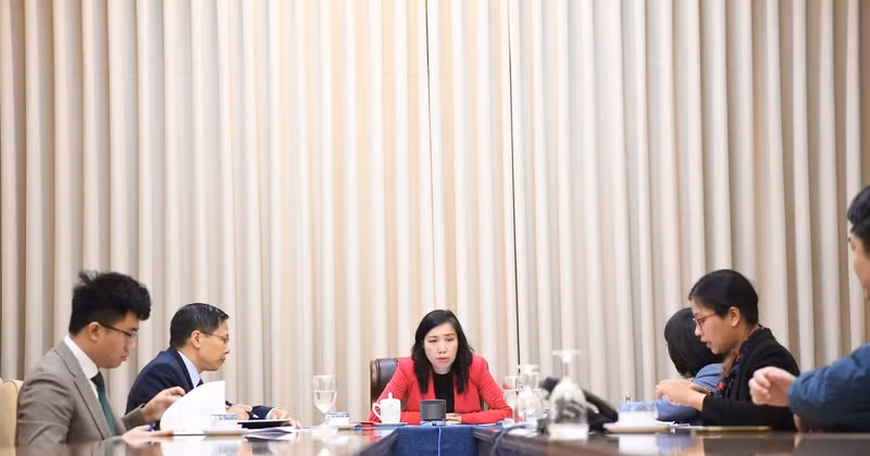 Deputy Foreign Minister Le Thi Thu Hang (centre) during phone talks with her Kyrgyz counterpart Abakirov Meder on February 17. (Photo: VNA)