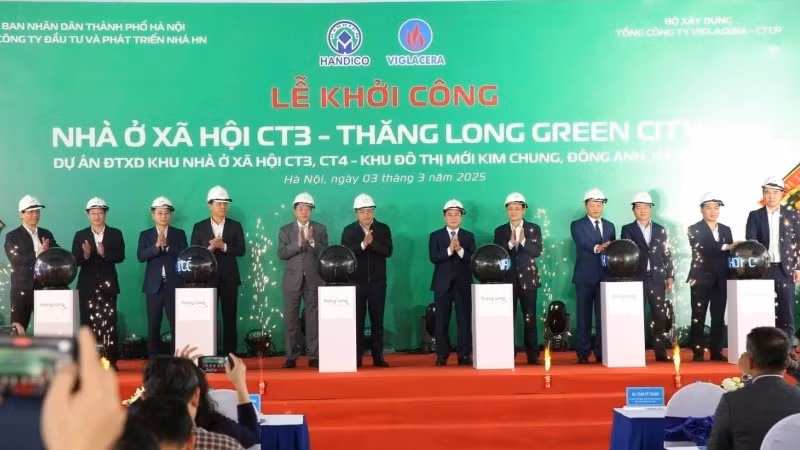 Delegates attend the groundbreaking ceremony of the project.