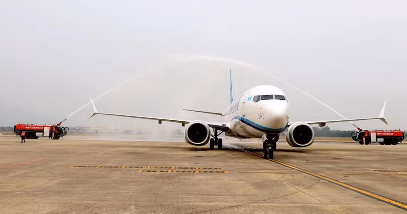 A plane lands at Da Nang International Airport. (Photo: VNA)