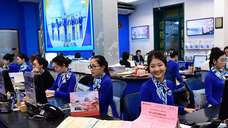 Sales and consulting point for tourism products and services at the headquarters of Vietravel Tourism Company, No. 190 Pasteur Street, Vo Thi Sau Ward, District 3, Ho Chi Minh City.