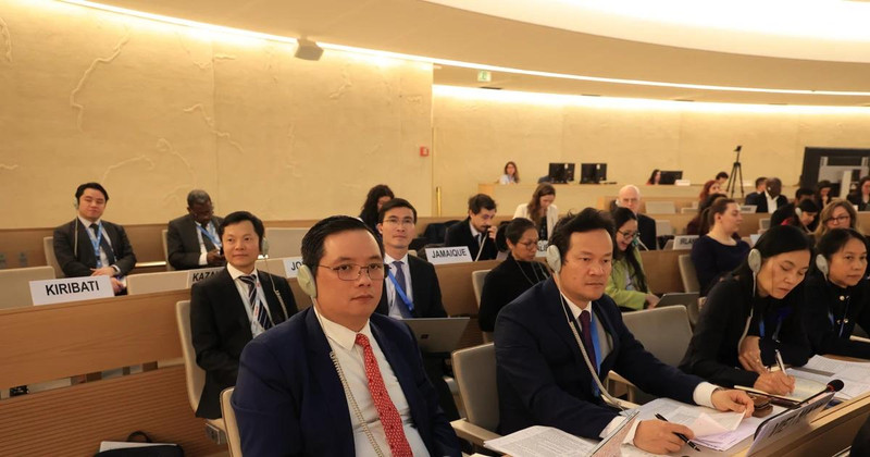 The Vietnamese delegation at the United Nations Human Rights Council's 58th session. (Photo: VNA)