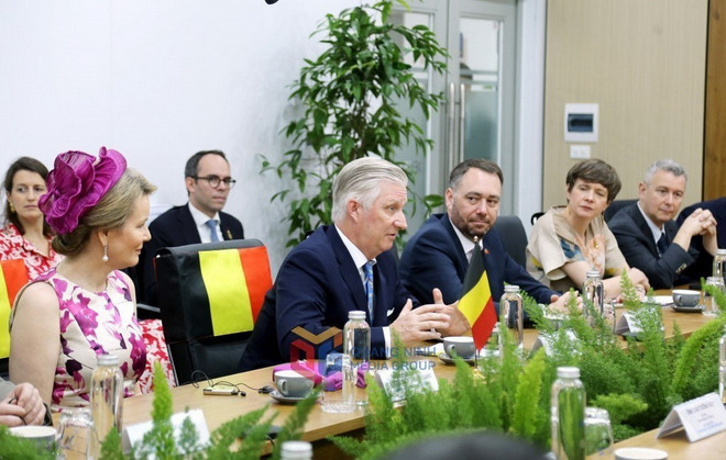 King Philippe of Belgium speaks at the working session in Quang Ninh on April 2 (Photo: VNA)