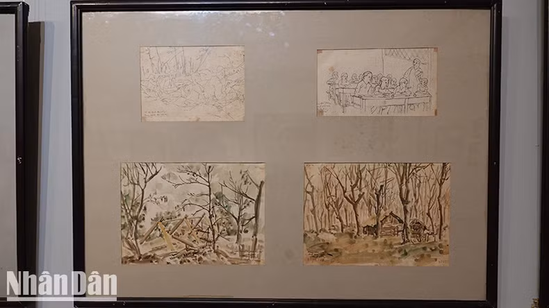 A battlefield sketch by artist Trang Phuong. (Photo: MANH HAO)