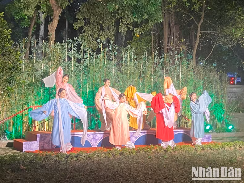 Outdoor scenes staged in the temple courtyard.