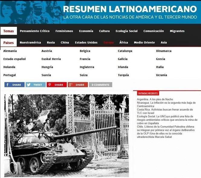 Screenshot photo of the article on Argentine website Resumen Latinoamericano.