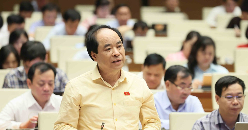 Deputy Truong Xuan Cu from the capital city of Hanoi contributes his ideas at the NA sitting. (Photo: VNA)