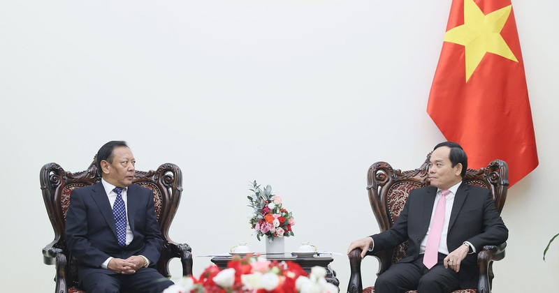 Deputy Prime Minister Tran Luu Quang (R) receives Deputy Director of the State Ethnic Affairs Commission of China Bianba Zhaxi (Photo: VNA)