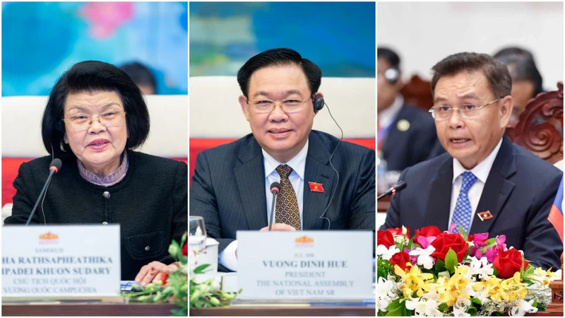 The National Assembly Chairpersons of Cambodia, Vietnam, and Laos will co-chair the first Cambodia-Laos-Vietnam Parliamentary Summit (Photo: quochoi.vn)