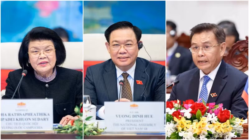 The National Assembly Chairpersons of Cambodia, Vietnam, and Laos will co-chair the first Cambodia-Laos-Vietnam Parliamentary Summit (Photo: quochoi.vn)