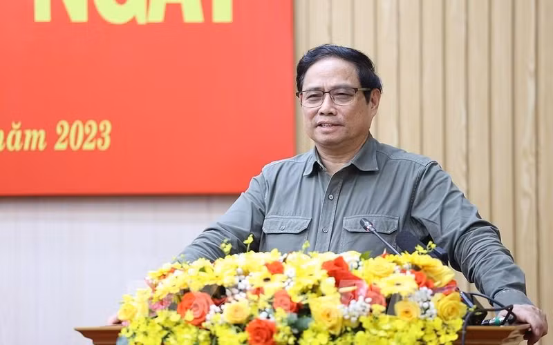 Prime Minister Pham Minh Chinh addresses the working session (Photo: VNA)