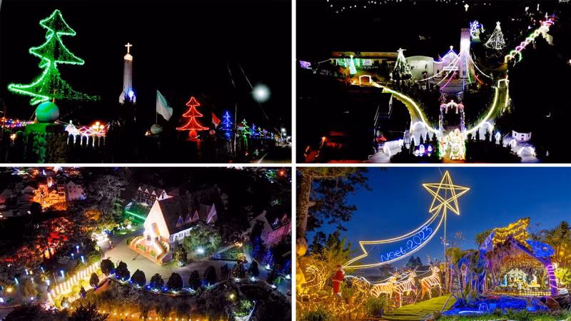 Churches in Da Lat City, Lam Dong Province, are embellished with light decorations.