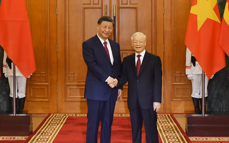 General Secretary of the Communist Party of Vietnam (CPV) Central Committee Nguyen Phu Trong (R) and General Secretary of the Communist Party of China (CPC) Central Committee and President of the People's Republic of China Xi Jinping. (Photo: NDO/Dang Khoa)