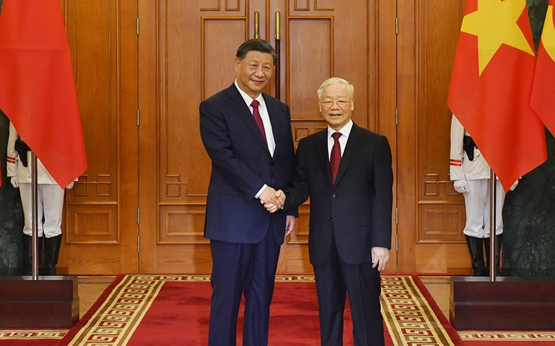 General Secretary of the Communist Party of Vietnam (CPV) Central Committee Nguyen Phu Trong (R) and General Secretary of the Communist Party of China (CPC) Central Committee and President of the People's Republic of China Xi Jinping. (Photo: NDO/Dang Khoa)