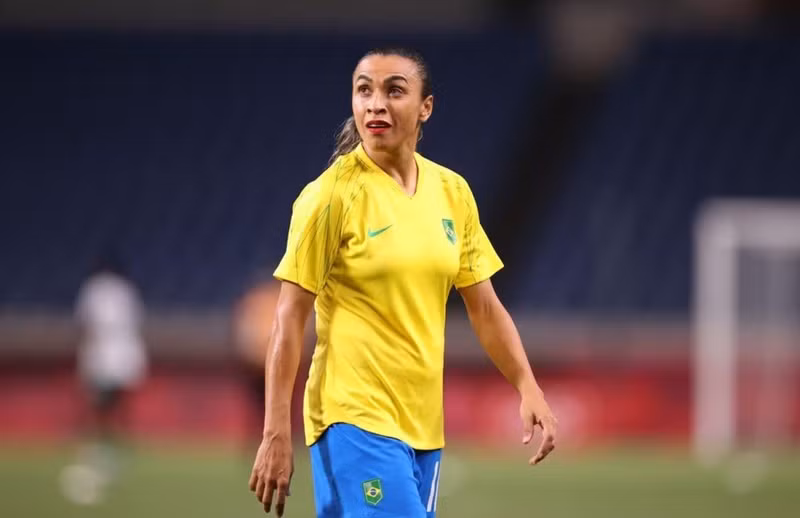 Marta of Brazil during the warmup before the match - Tokyo 2020 Olympics - Soccer Football - Women - Group F - Brazil v Zambia - Saitama Stadium, Saitama, Japan - July 27, 2021. (Photo: Reuters)