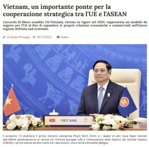 Vietnam highlighting as an ASEAN - EU bridge: Italian news website La Città Futura. (Photo: screenshot/via VNA)
