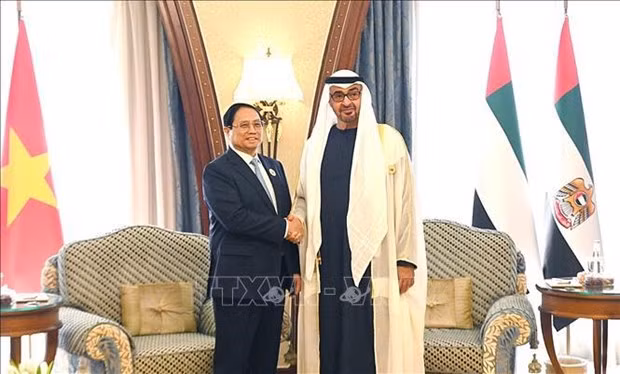 Prime Minister Pham Minh Chinh and UAE President Sheikh Mohamed bin Zayed Al Nahyan. (Photo: VNA)