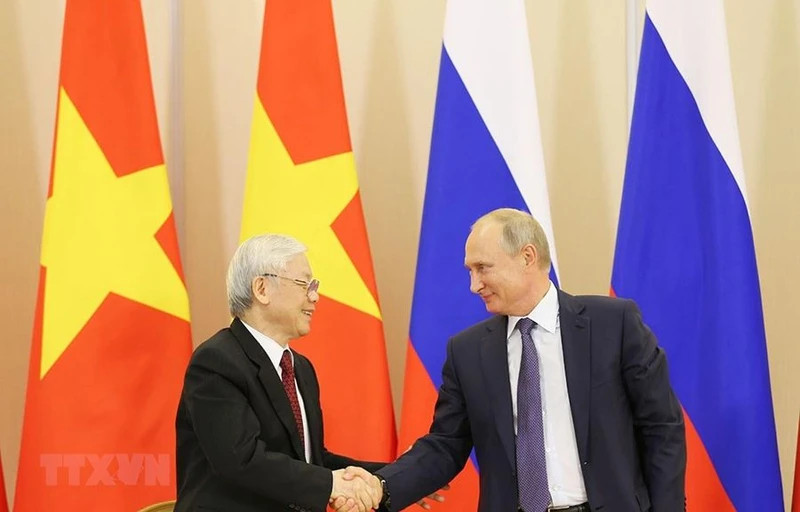 General Secretary Nguyen Phu Trong and President Putin in Sochi, Russia, September 2018. (Photo: VNA)