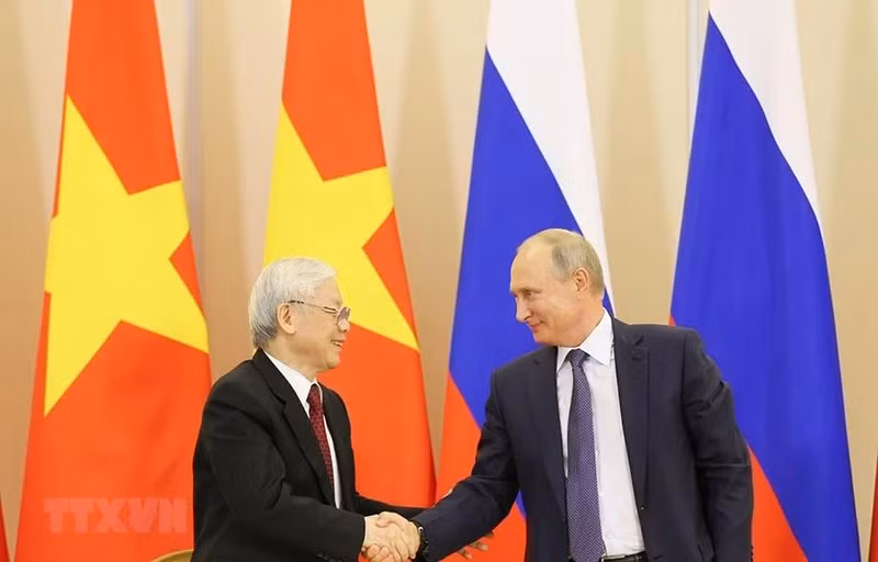 General Secretary Nguyen Phu Trong and President Putin in Sochi, Russia, September 2018. (Photo: VNA)