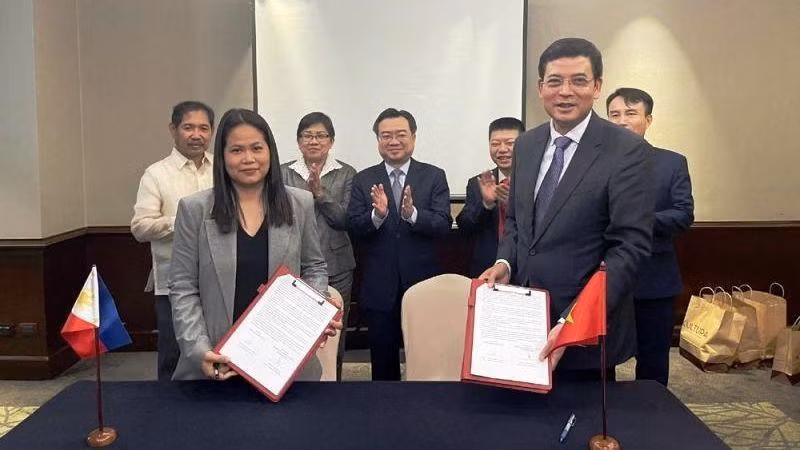 At the signing ceremony.