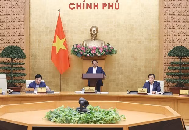 Prime Minister Pham Minh Chinh speaks at the event. (Photo: VNA)