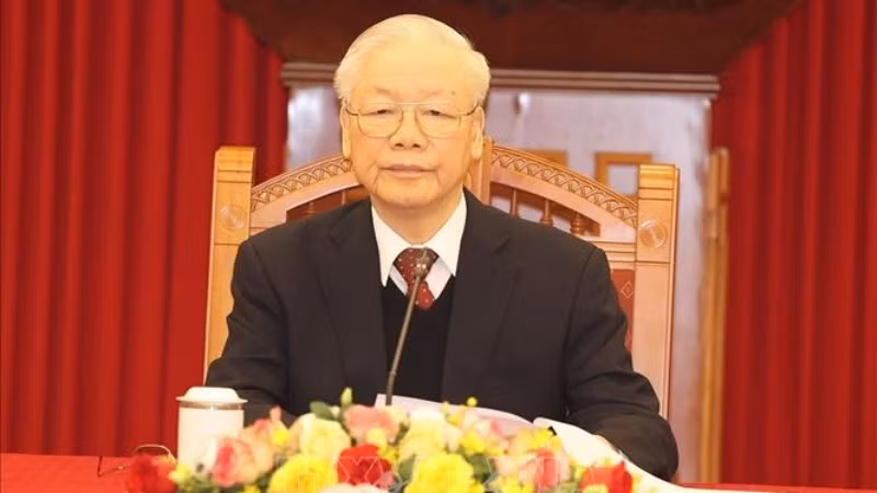 Party General Secretary Nguyen Phu Trong has a telephone talk with First Secretary of the Communist Party of Cuba Central Committee and President of Cuba Miguel Díaz-Canel on December 21 (Photo: VNA)