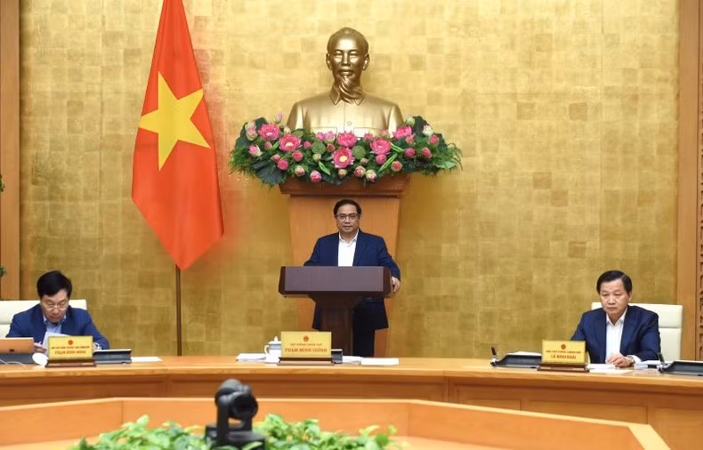 Prime Minister Pham Minh Chinh speaking at the session (Photo: TRAN HAI/NDO)