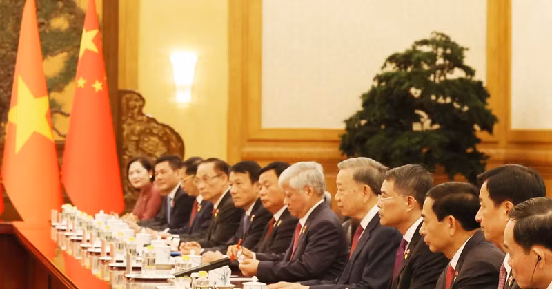 The Vietnamese delegation at the talks. (Photo: VNA)