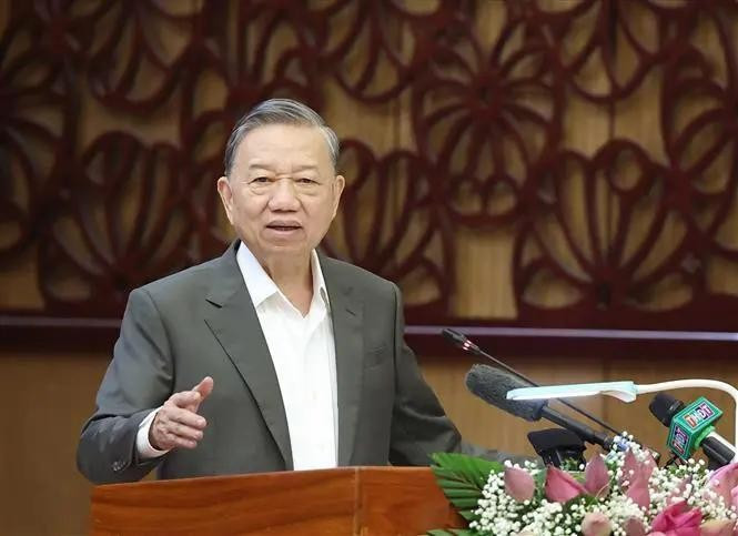 Party General Secretary To Lam speaks at the working session with the Standing Board of the Party Committee of Dong Thap province on December 11. (Photo: VNA)