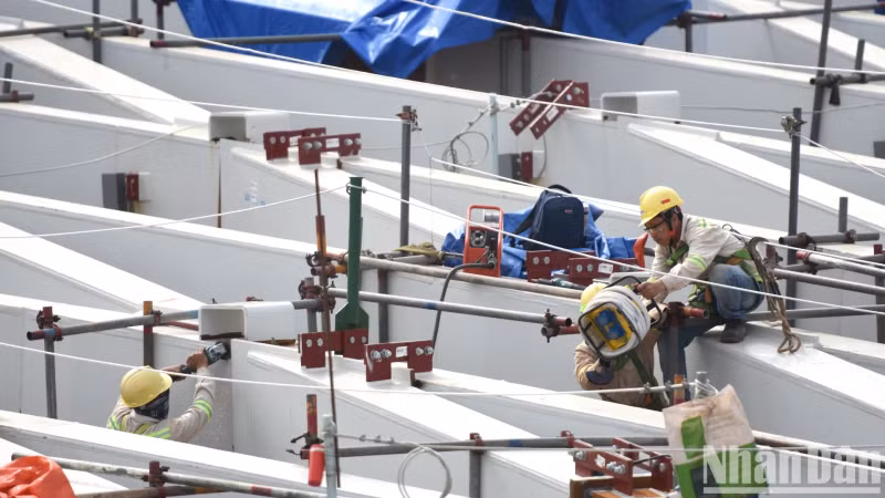 The installation of the main steel truss in the ancillary area has reached 96% and 41% in the central area. The installation of the main steel truss in the ancillary area has reached 96% and 41% in the central area.