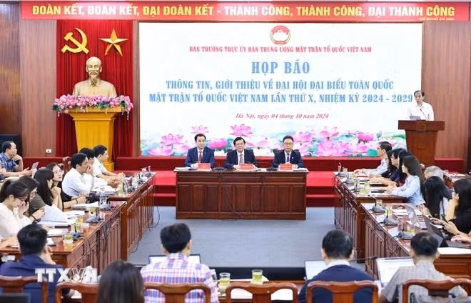 Press conference announcing the organisation of the 10th National Congress of the Vietnam Fatherland Front (Photo: VNA)