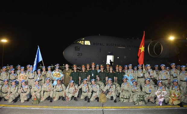 A homecoming ceremony held for Level-2 Field Hospital Rotation 4 in Hanoi on July 9. (Photo: VNA)