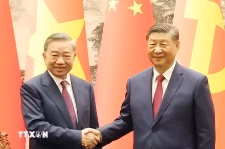 Party General Secretary and State President To Lam (L) and Chinese counterpart Xi Jinping (Photo: VNA)
