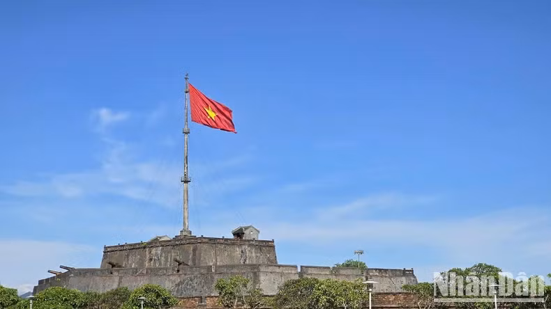 National flag flying on Ky Dai Hue (Hue Flag Tower).