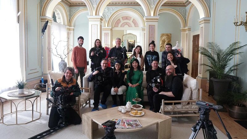 Behind the scenes of the filming in England.