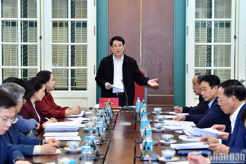 State President Luong Cuong addresses the working session (Photo: NDO)