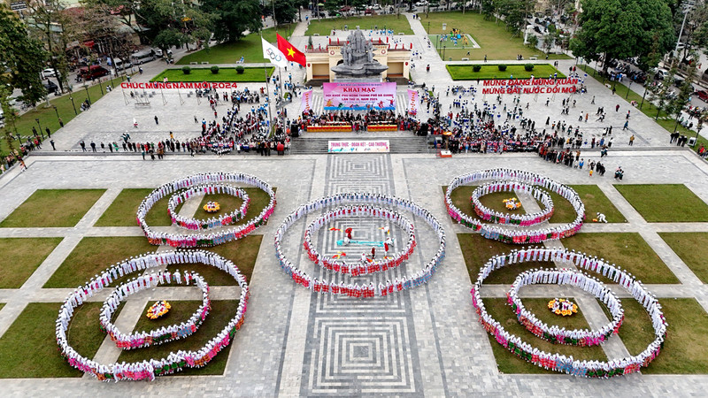 An aerial view of the 26/3 Square in Ha Giang City 