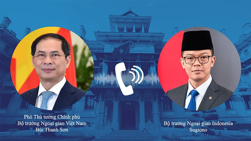 Deputy Prime Minister and Foreign Minister Bui Thanh Son holds a telephone talks with Indonesian Minister of Foreign Affairs Sugiono on February 10. (Photo: MOFA)