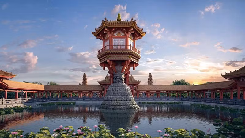 The Dien Huu Pagoda was reconstructed using virtual reality technology by Sen Heritage Group