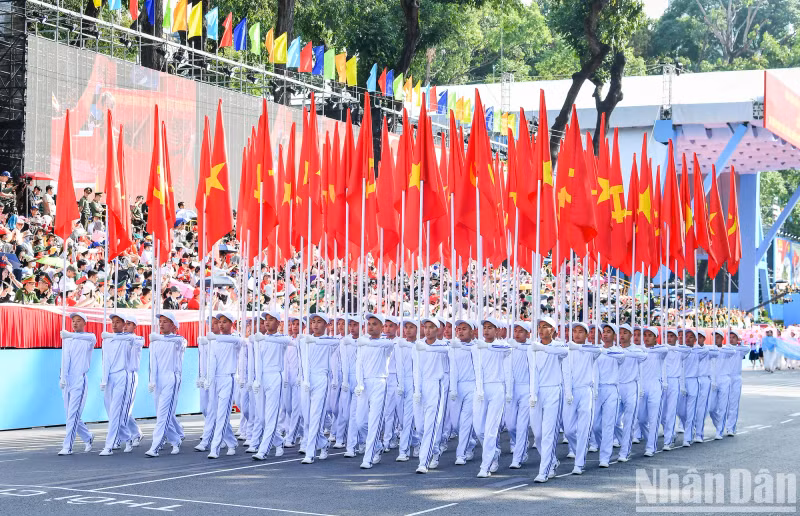 The Party flag and national flag formations
