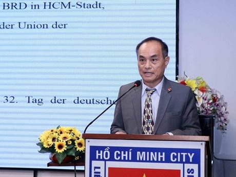 President of the Vietnam-Germany Friendship Association in HCM City Nguyen Anh Tuan speaks at the event. (Photo: VNA)