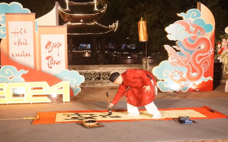 A calligrapher is writing.