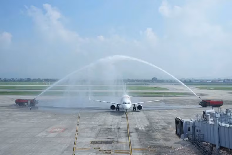 Water cannon ceremony. Water cannon ceremony.